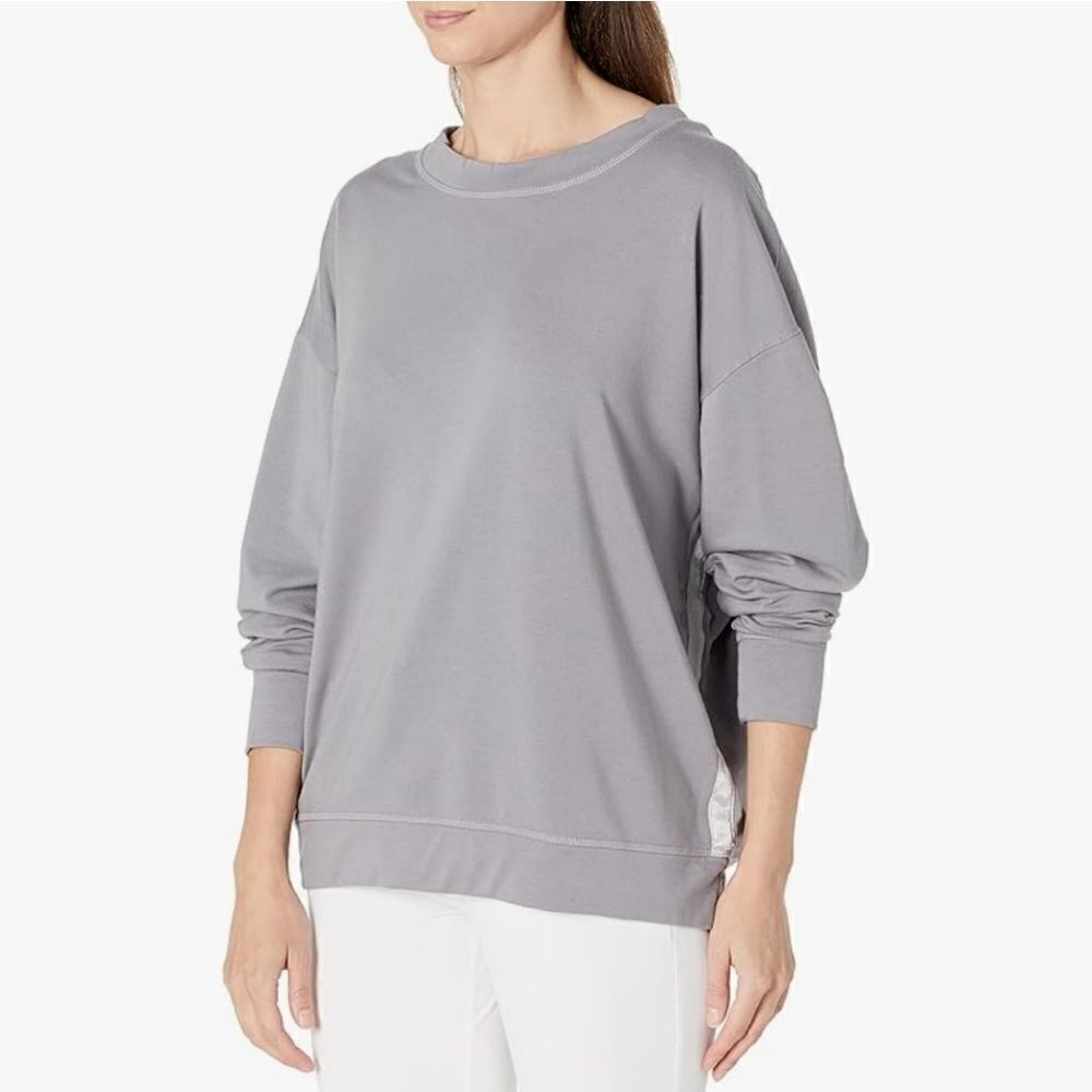 PJ Harlow Taylor Women's Gray French Terry Crewneck Sweatshirt Cozy Loungewear